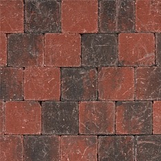 Tambour stenen 10x10x6cm Rood/Zwart