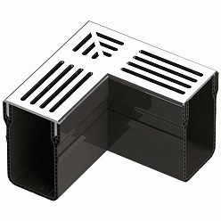 Garden Drain Hoekstuk 6,5 x 15/18 x 100 Grijs Aluminium