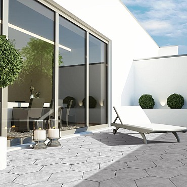 Staptegel Hexagons Ø60x52x2cm Quarzite Bianca