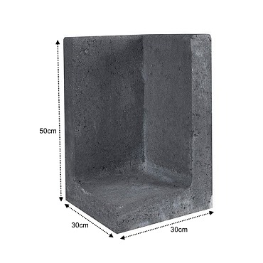 L-hoekelement Zwart 30x30x50cm