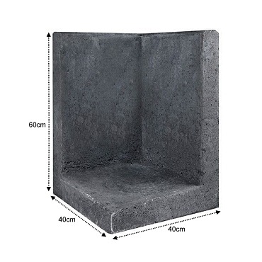 L-hoekelement Zwart 40x40x60cm