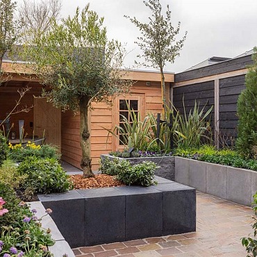 L-hoekelement Zwart 30x30x50cm