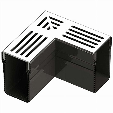 Garden Drain Hoekstuk 6,5 x 15/18 x 100 Grijs Aluminium