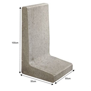 L-element 100x50x50cm Grijs