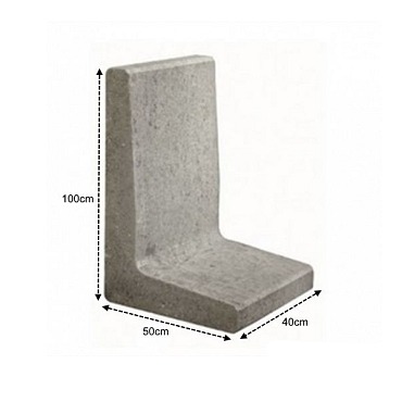 L-Element Grijs 100x50x40cm
