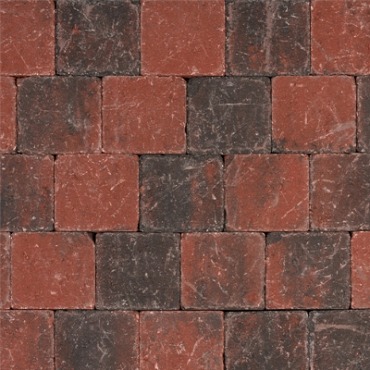 Tambour stenen 10x10x6cm Rood/Zwart