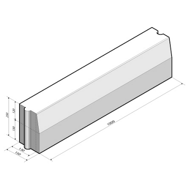 Betonband 13/15x25 Grijs Komo